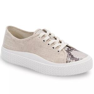 Dolce Vita Valor Lace-Up Snakeskin Sneakers low-top fashion shoes Sz 8.5 9 cream